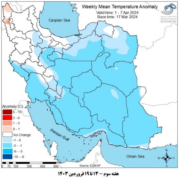 پیش‌بینی بارش‌های نرمال و بیش از حد نرمال تا اوایل اردیبهشت در کشور